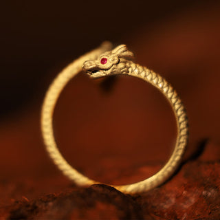 Buddha Gift 925 Sterling Silver Vintage Year of the Dragon Luck Protection Strength Adjustable Ring