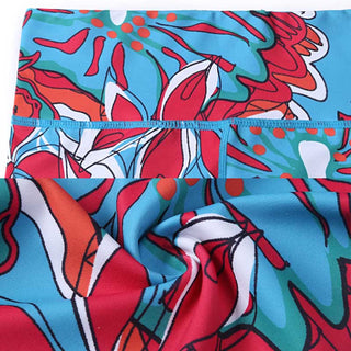 Buddha Gift Colorful Flower Petal Leaves Print Sports Exercise Fitness High Waist Leggings Women's Yoga Pants