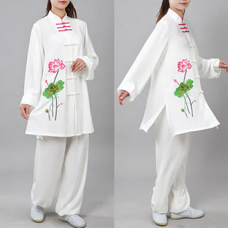 Buddha Gift Lotus Flower Leaf Pattern Tai Chi Meditation Prayer Spiritual Zen Practice Clothing Women's Set