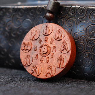 Buddha Gift Lightning Struck Jujube Wood Yin Yang Bagua Mountain Ghosts Spend Money Protection Necklace Pendant