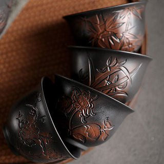 Buddha Gift Lotus Leaf Flower Landscape Dragon Bamboo Ceramic Teacup Kung Fu Tea Cup Bowl