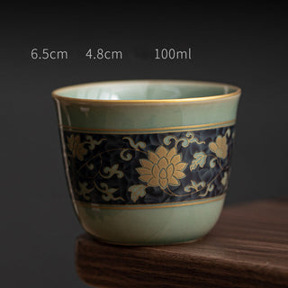 Buddha Gift Butterfly Flower Lotus Koi Fish Plum Blossom Ceramic Teacup Kung Fu Tea Cup 100ml