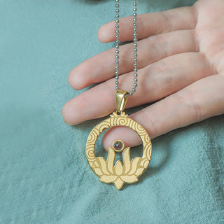 Buddha Gift Lotus Titanium Steel Enlightenment Projection Shurangama Mantra Necklace Pendant