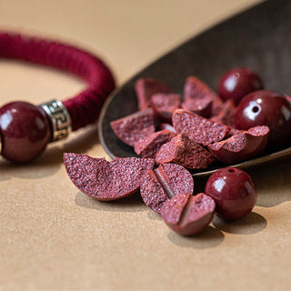 Buddha Gift 925 Sterling Silver Natural Cinnabar Bead Calm Handmade Braided String Bracelet