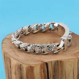 Buddha Gift Retro Dragon Scale Pattern Engraved Protection Bracelet