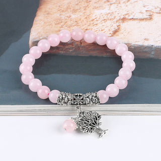 Buddha Gift Natural Gemstone Tree of Life Lucky Charm Stretch Bracelet