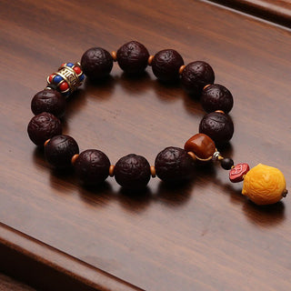 Buddha Gift Tibetan Bodhi Seed Agate Bead Luck Wealth Tassel Charm Wrist Mala