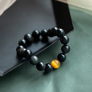 Buddha Gift Natural Rainbow Obsidian Tiger Eye Positive Love Bracelet