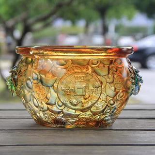 Buddha Gift Handmade Liuli Crystal Treasure Bowl Art Piece Home Decoration