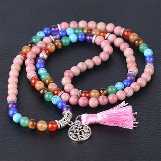Buddha Gift 108 Mala Beads Rhodonite Blue Crystal Lazulite Healing Bracelet
