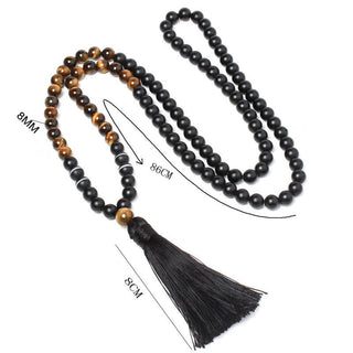 Buddha Gift Black Onyx Tiger Eye Fortune Bracelet Tassel Necklace Pendant