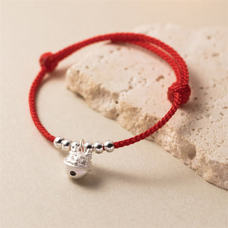 Buddha Gift Year of the Dragon 925 Sterling Silver Handmade Dragon Carved Success Braided Red Bracelet