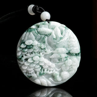 Buddha Gift Mountain Landscape Jade Abundance String Necklace