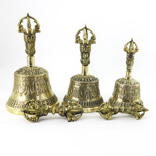 Buddha Gift Tibetan Meditation Bell and Vajra Dorje Copper Balance Handmade Decoration Set