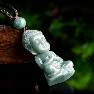 Buddha Gift Natural Jade Meditation Buddha Amulet Serenity Necklace Pendant