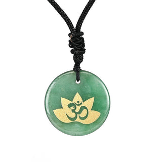 Buddha Gift OM Lotus Symbol Various Crystal Amethyst Tiger Eye Healing Necklace Pendant
