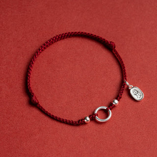Buddha Gift 925 Sterling Silver Lucky Fortune Peace Joy Lotus Peace Buckle Red String Bracelet