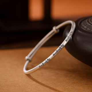 Buddha Gift Tibetan 999 Sterling Silver Om Mani Padme Hum Love Bracelet Bangle