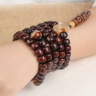 Buddha Gift 108 Mala Beads Three-eyed Dzi Bead Nine-eye Dzi Bead Jade Luck Bracelet