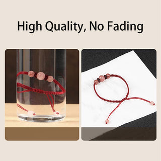 Buddha Gift Natural Strawberry Quartz Crystal Love Red String Weave Bracelet Anklet