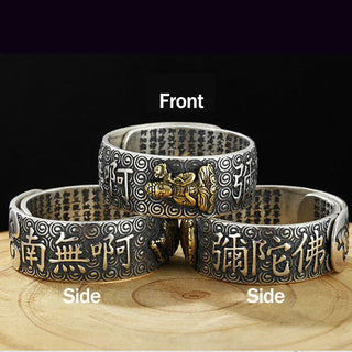 Buddha Gift Chinese Zodiac Natal Buddha Wealth Luck Adjustable Ring