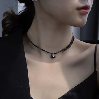 Buddha Gift Black Spinel Cute Cat Motivate Choker Necklace