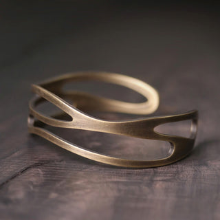 Buddha Gift Vintage Curved Copper Brass Wealth Adjustable Cuff Bracelet Bangle