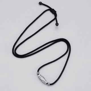 Buddha Gift 999 Sterling Silver Nine-Eye Dzi Bead Pattern Protection Rope Necklace Pendant