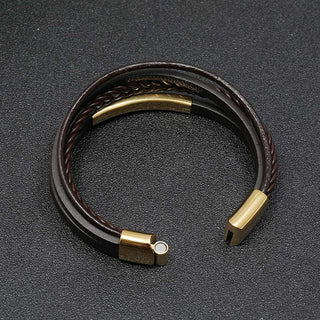 Buddha Gift Simple Design Titanium Steel Leather Luck Bracelet