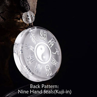 Buddha Gift Taoism Five Sacred Mountains Yin Yang Symbol Liuli Crystal Balance Necklace Pendant Key Chain
