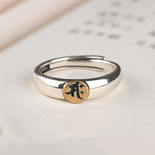Buddha Gift Tibetan Om Mani Padme Hum Carved Chinese Zodiac Natal Buddha Peace Ring