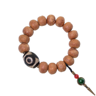 Buddha Gift Tibet Bodhi Seed Dzi Bead Peace Charm Wrist Mala Bracelet