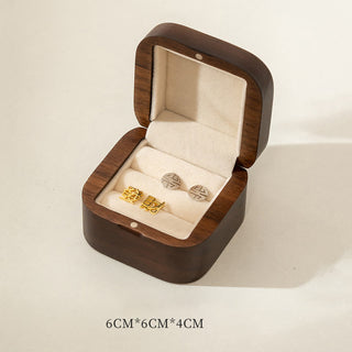 Buddha Gift Retro Handmade Black Walnut Wood Ring Jewelry Storage Box Leaf Wooden Gift Box