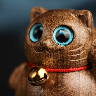 Buddha Gift Mini Lucky Cat Kitten Phoebe Zhennan Wood Blessing Decoration