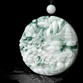 Buddha Gift Mountain Landscape Jade Abundance String Necklace