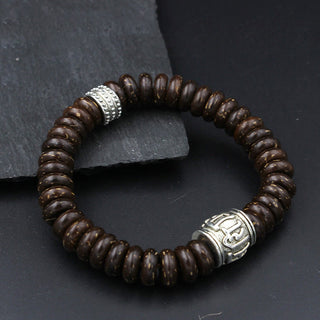 Buddha Gift Natural Tibetan Coconut Shell Om Mani Padme Hum Positive Bracelet