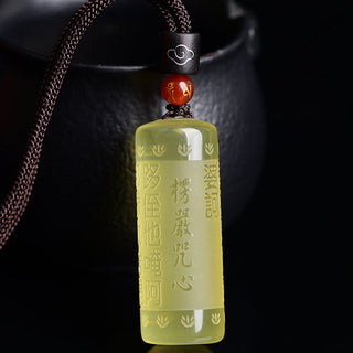 Buddha Gift Heart Sutra Citrine Happiness Strength Necklace Pendant