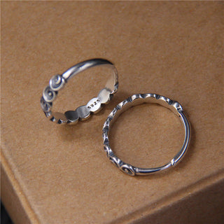 Buddha Gift 925 Sterling Silver Auspicious Clouds Engraved Ring