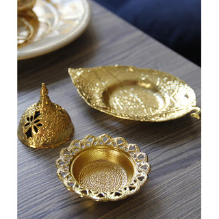 Buddha Gift Tibetan Gold Mini Leaf Coaster Meditation Incense Burner