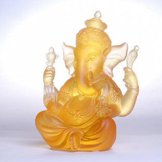 Buddha Gift Handmade Ganesh Ganpati Elephant Figurine Liuli Crystal Art Piece Protection Statue Home Decoration