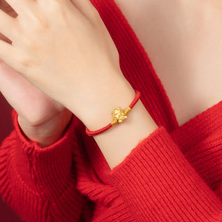 Buddha Gift 999 Sterling Silver Year of the Dragon Copper Coin Fortune Dragon Fu Character Luck Handcrafted Red String Braided Bracelet