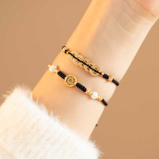Buddha Gift Copper Coin Fortune Tree Luck Strength Braided Bracelet