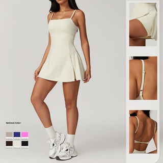 Buddha Gift Solid Backless Tennis Yoga Women Sports Dress