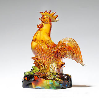 Buddha Gift Handmade Liuli Crystal Rooster Art Piece Home Decoration