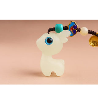 Buddha Gift Mini Cute Deer Glowstone Luminous Lucky Deer Energy Key Chain Phone Car Hanging Decoration