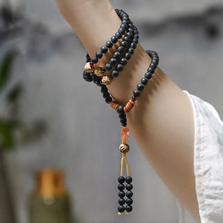 Buddha Gift Tibetan Mala Cypress Bodhi Seed Red Agate Healing Bracelet