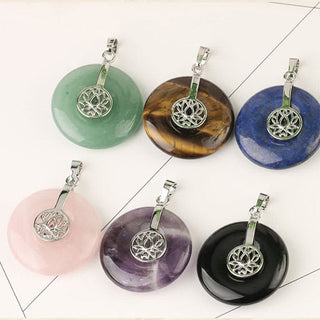 Buddha Gift Various Crystal Amethyst Pink Crystal Lotus Healing Necklace Pendant