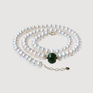 Buddha Gift 925 Sterling Silver Natural Pearl Hetian Jade Aquamarine Wisdom Sincerity Necklace Pendant Bracelet