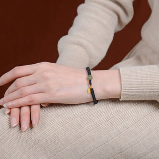 Buddha Gift 925 Sterling Silver Hetian Jade Blessing Wealth Red String Bracelet