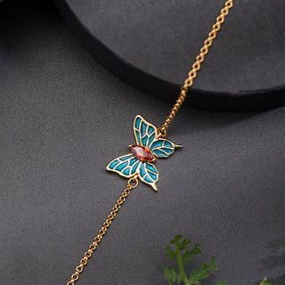 Buddha Gift 925 Sterling Silver Butterfly Zircon Love Chain Bracelet